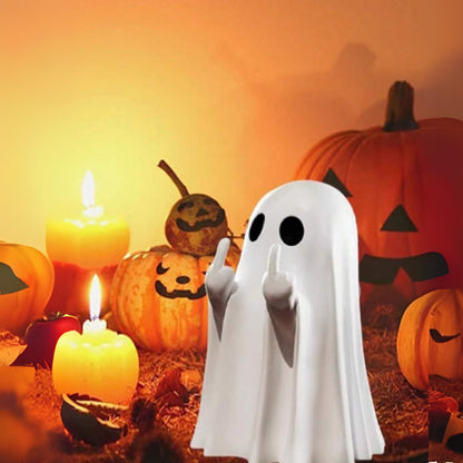 1Pc Halloween Ghost Statue Funny Middle Finger Resin Ghost Statue Hallowen Decor