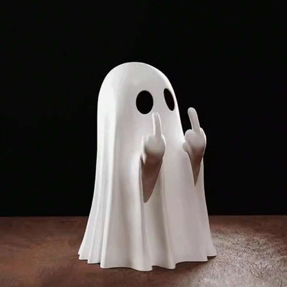 1Pc Halloween Ghost Statue Funny Middle Finger Resin Ghost Statue Hallowen Decor